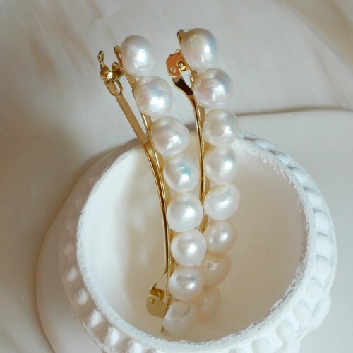 Real Baroque Freshwater Pearls Hair Barrettes, Irregular Pearl Hair Clips - Picture 11 of 19
