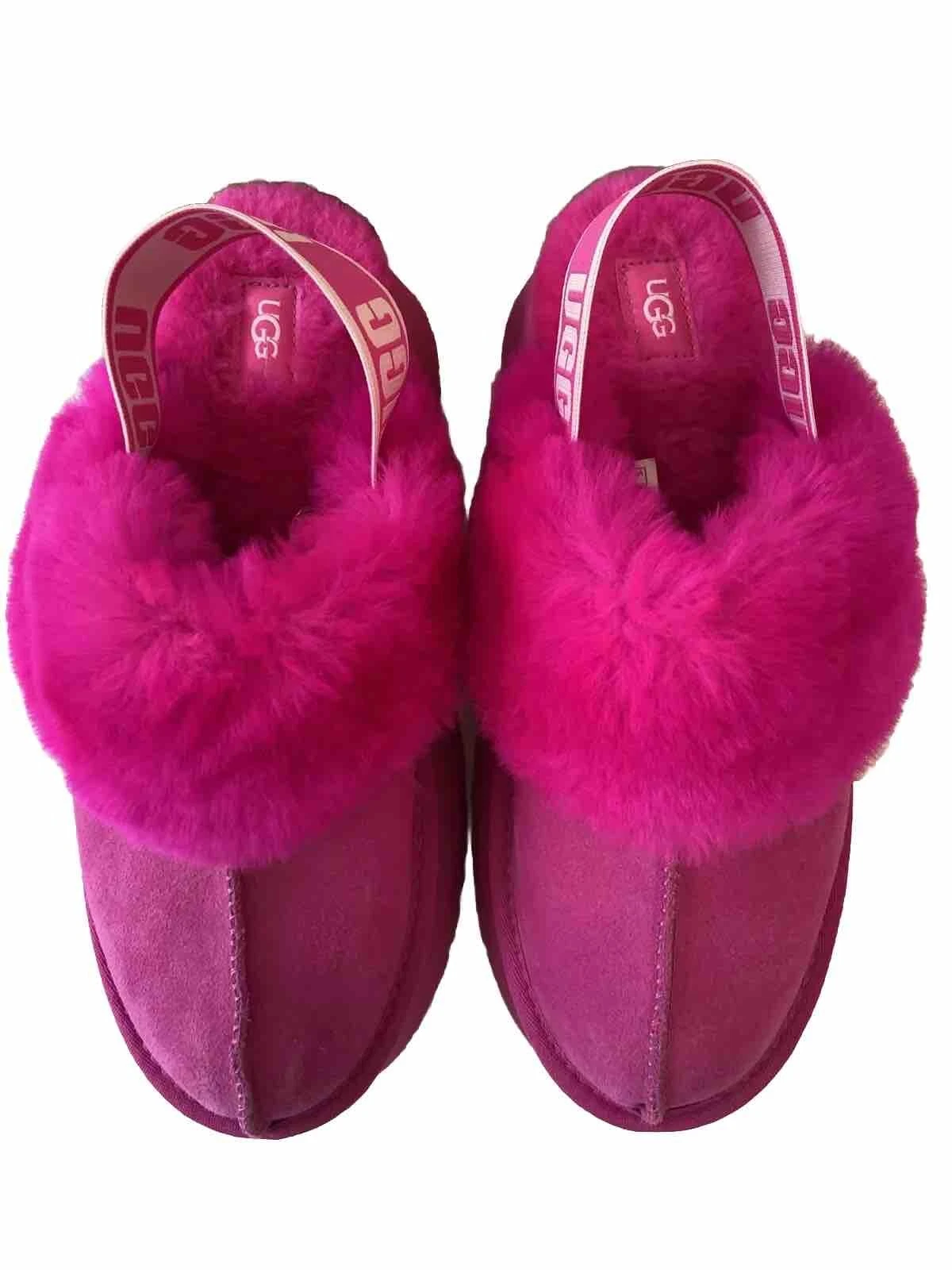 Sandalo UGG Fluff Sugar rosa caldo scarpe plateau slide pelliccia sintetica