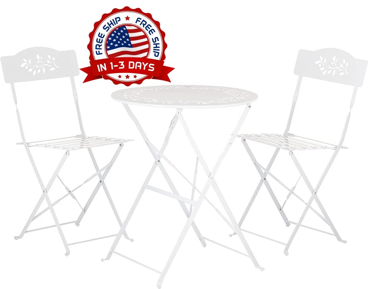 Folding Bistro Set 3 Piece Table And 2 Chairs Outdoor Patio