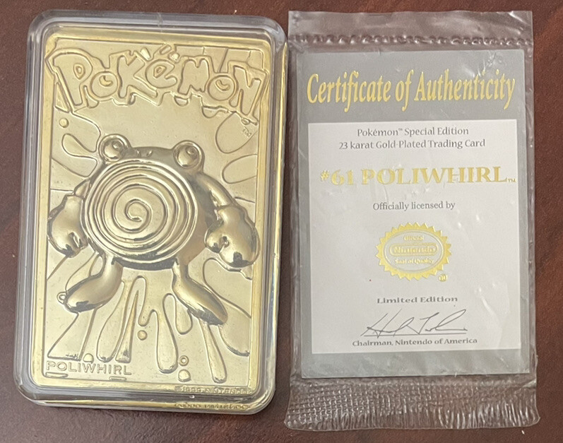 Poliwhirl Pokemon 23k Gold Plated Pokemon Trading Card 1999 Burger King UPC