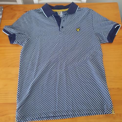 Lyle & Scott SP454G Herren blau gestreift Baumwollmischung Kurzarm Poloshirt Medium