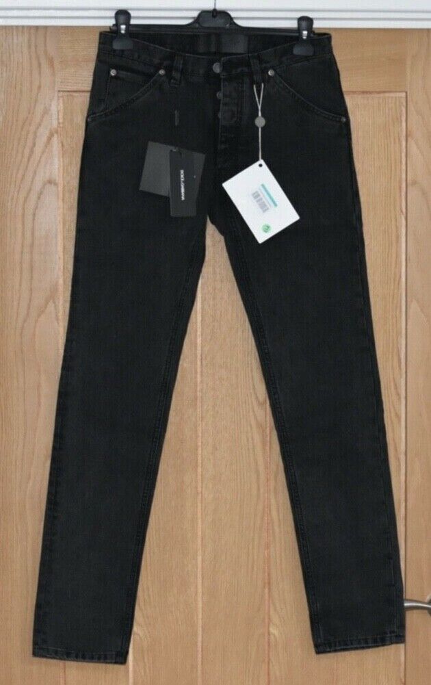 DOLCE & GABBANA MENS Slim Fit Black Jeans with Crown Detail DOLCE & GABBANA MENS Slim Fit Black Jeans with Crown Detail