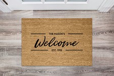 Personalised Welcome Coir Door Mat / Custom Bespoke Floor Rug Large
