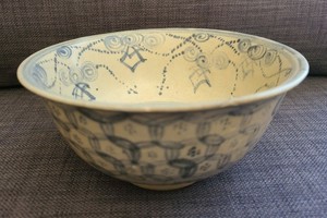 Antique Chinese Ming Dynasty dense pattern Porcelain Swatow Bowl
