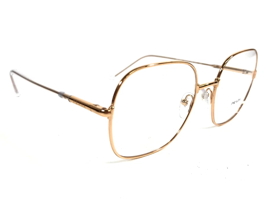 Armações de óculos Prada VPR56W SVE-1O1 brilhante ouro rosa aro de fio quadrado 54-19-140 - Imagem 3 de 4
