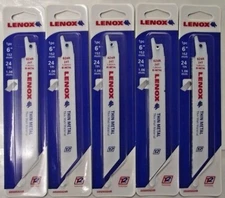 Lenox 20569S624R 6" x 24 TPI Bi-Metal Reciprocating Saw Blades USA 5 Packs