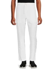 mens comfy saks fifth avenue white linen drawstring pants. retails for 50.00$