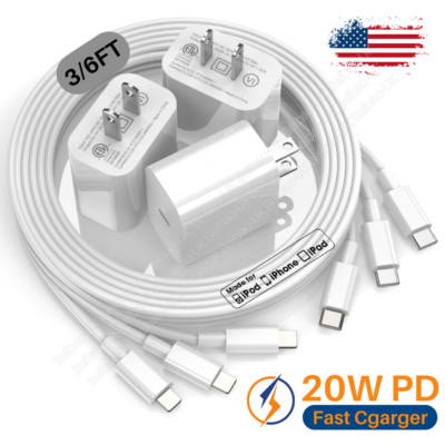 3Pack 20W PD Fast Charger Type C Lot For iPhone 14 13 12 11 Pro Xs XR 8 7 6 Plus
