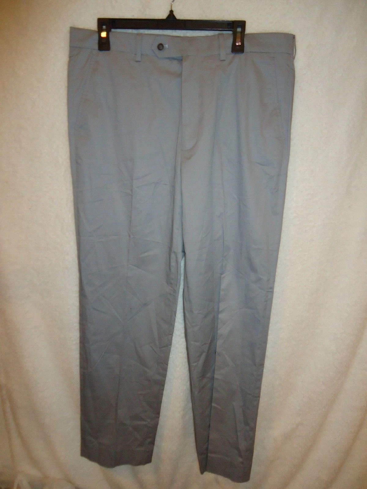Nautica Men Flat Front Stretch Light Weight Dress Sz 34X30 Pants Light Gray (DT)