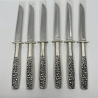Lot Of 6 Sharp, Steak Knives Towle Contessina Sterling Silver Vintage Flowers
