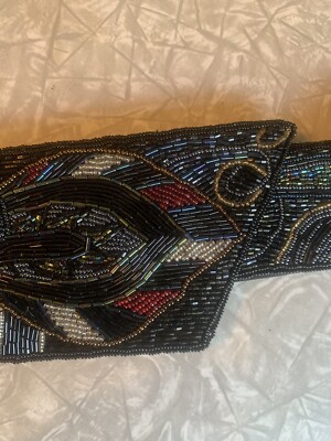 Vintage Glass Beaded Belt Lined Cummerbund Style Back Hook  display picture 1