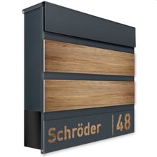 Briefkasten mit Beschriftung Holzoptik EICHE LASER CUT Personalisierung