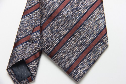 New Classic Striped Gray Brown JACQUARD WOVEN 100% Silk Men's Necktie Tie - Picture 3 of 6