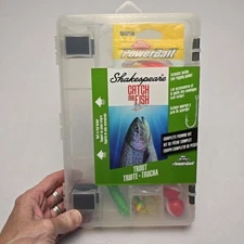 Shakespeare Catch More Fish TROUT Tackle Box Kit Secure Latche Durable Plastic