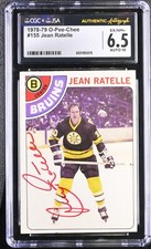 Jean Ratelle Signed 1978-79 O-Pee-Chee Card #155 Bruins CGC 6.5 JSA 10 Auto