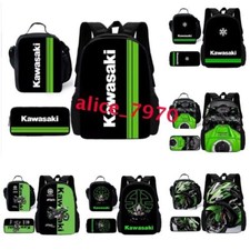 Kawasaki Motorcyle School Backpack Bags Insulated Lunch Bag Pencil Case Set Gift
