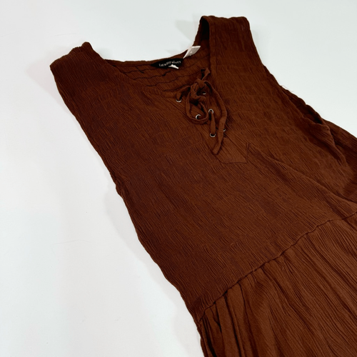 LotusTraders Dress Womens One Size Brown Sleeveless Scoop-Neck A-Line Maxi - Picture 2 of 9
