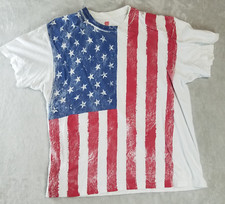 American Summer USA FLAG All over Front T Shirt White Size XL