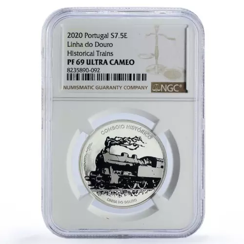 Portugal 7,5 euro Linha Douro Ibero-American Trains PF69 NGC silver coin 2020