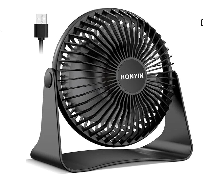 HONYIN USB Desk Fan Mini Table Fan with Strong Airflow Portable Quiet 3 Speeds