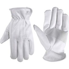 Wells Lamont L Goatskin Leather Driver Pearl Gray Gloves Large