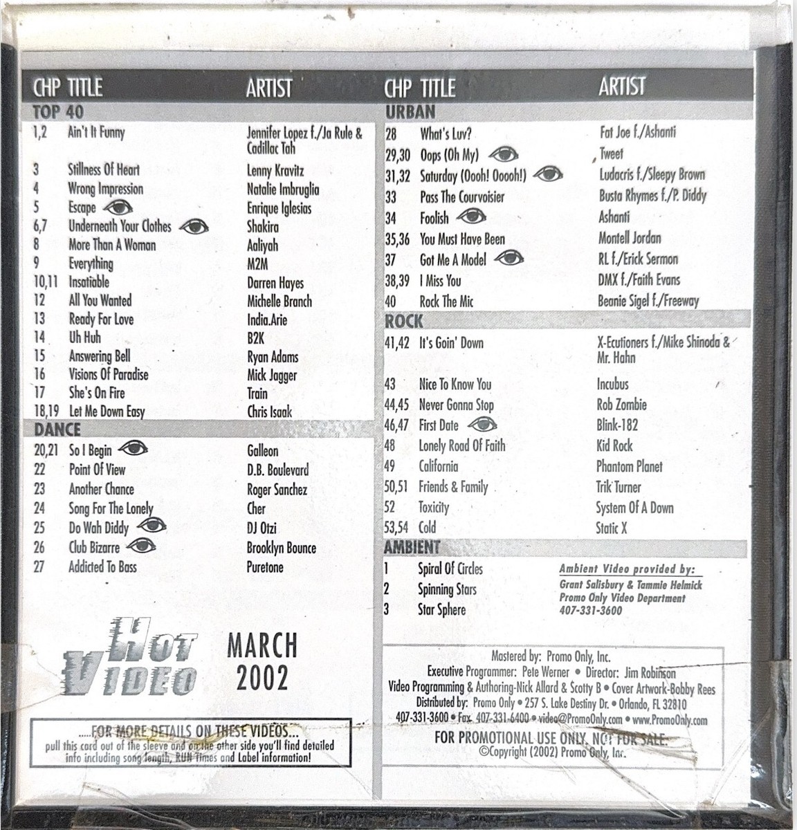 Promo Only DVD - March 2002 - Hot Video Official Music Videos