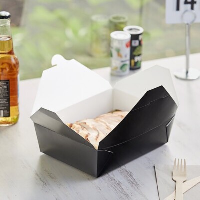 Choice 7 3/4'' x 5 1/2'' x 2 1/2'' Black Microwavable Folded Paper #3 200 /Case