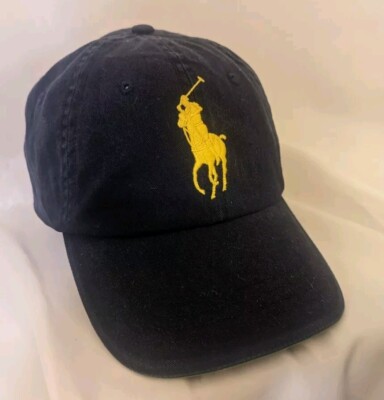 Polo Ralph Lauren Big Yellow Pony Navy Classic Hat Cap RARE