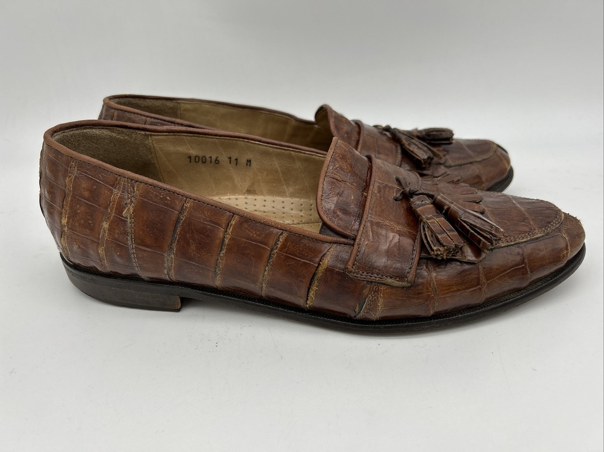 Authentic Men\'s Belvedere Brown Crocodile Leather Loafers Shoes Size US 10.5 M Authentic Men main image 3