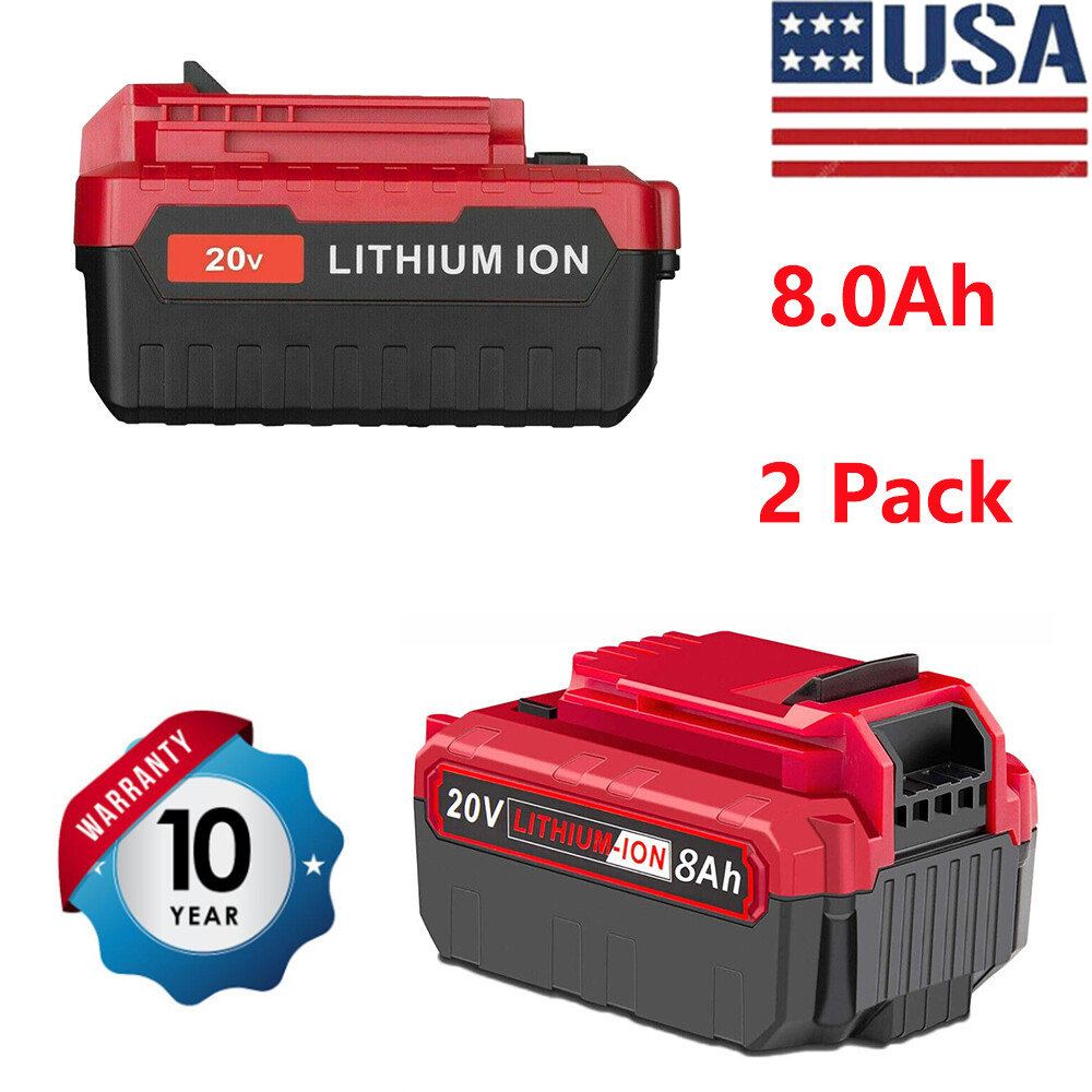 2PCS 8.0Ah 20V Max PCC685LP PCC680L for PORTER CABLE 20 Volt Lithium-Ion Battery