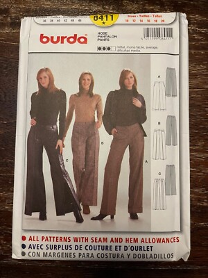 Burda 8411 UNCUT Sewing Pattern, Misses' Pants, Size 10-20
