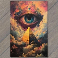 Art Print Cosmic Eye Pyramid Floating Above Clouds Mystical Dreamscape Spiritual