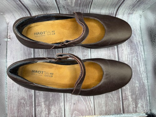 Naot Pecan Brown Leather Mary Jane Pump Heel Shoe 222428 Size 40 US 9-9.5 - Picture 2 of 14