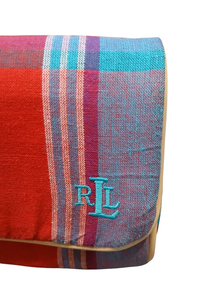 Ralph Lauren LRL розовый синий клетку молнии зеркало ткани косметичка женщин - Изображение 2 из 4