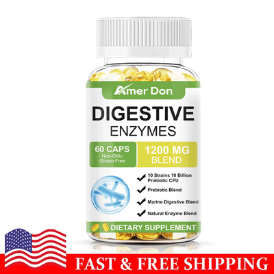 1200MG Digestive Enzymes Multi Enzymes Complex 60 Capsules with Probiotics CFU