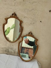 Coppia di specchi antichi con cornice in legno oro dorato da parete vintage 46cm