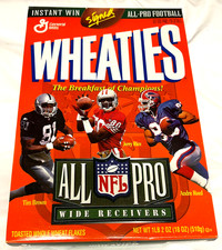 Wheaties NFL All Pro Wide Receivers Tim Brown, Jerry Rice, Andre Reed Unopened