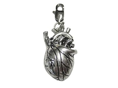 Kiola Designs Black & Silver Anatomical Heart Pendant Zipper Pull Charm