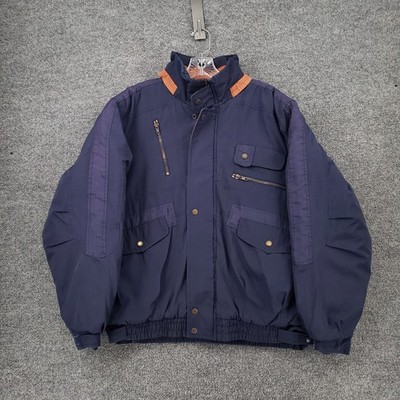 VINTAGE Mcgregor Jacket Mens M Medium Blue Full Zip Quilted Lined Bomber Work