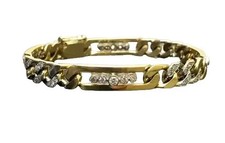10CT Round Cut Lab Created Diamond Men's Cuban Bracelet 14K Yellow Gold Finish
