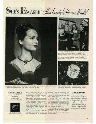 1945 Pond's Cold Cream Society Beauty Nancy Jane MacBurney of Chicago Print Ad