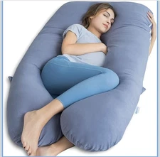 QUEEN ROSE Pregnancy Pillow U Shaped Full Body Maternity Pillow 55” Cooling Blue