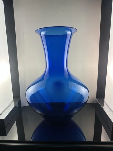 Blenko 8831L 19 Large Oversized Glass Vase 1988 Cobalt Blue