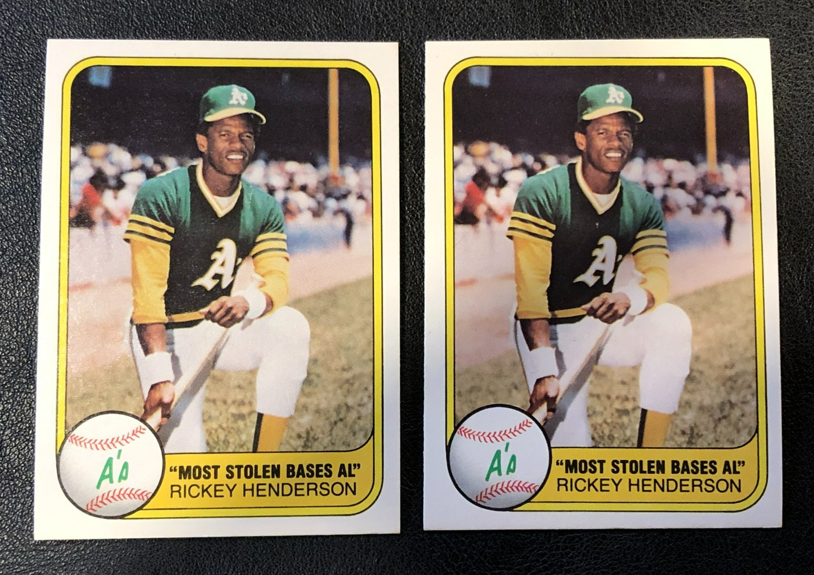 (2)x Rickey Henderson 1981 Fleer 2nd YEAR Baseball Trading Cards #351