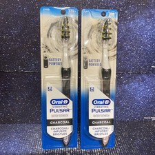 2 X Oral B Pulsar Battery Power Toothbrush With Charcoal Infused Soft Bristles