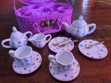 Delton Children  s Mini Tea set for 2 Picnic Basket Pink
