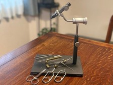Fly-Mate Danish Vintage Pedestal Vise & Tying Tools Set, Good Condition