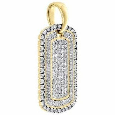 2Ct Round Cut Natural Moissanite Dog Tag Fancy Pendant 14K Yellow Gold Plated