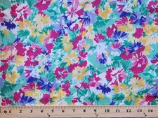 Polyester/cotton blend fabric colorful floral 42" w x 2-3/4" yard
