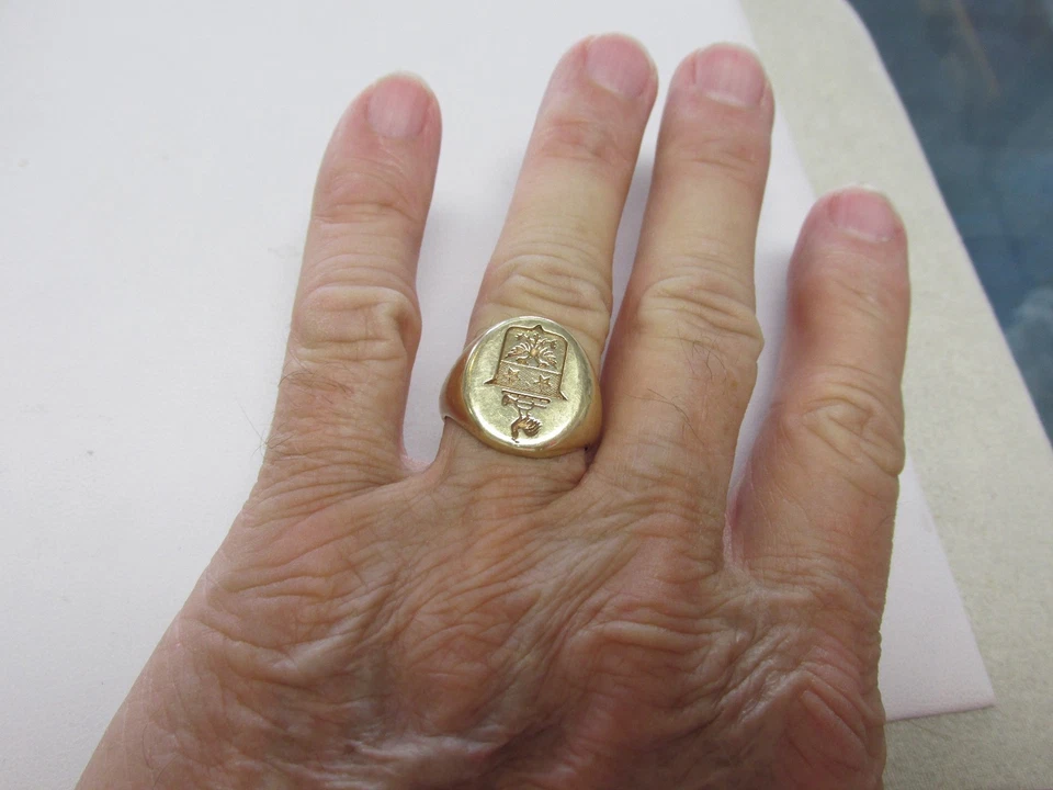 Auténtico Anillo Cresta Sello Tiffany & Company 14k Vintage Talla 9.75 HACER OFERTA Foto 3 de 4